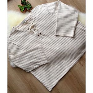 ORVIS • Striped Lace-up Cotton Top